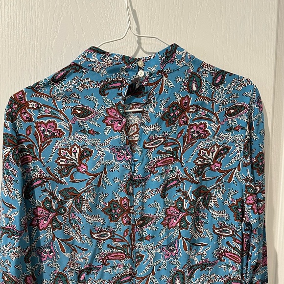 LOFT Bouquet Blue and Pink Floral Mock Neck Midi Dress. NWT - Picture 10 of 13